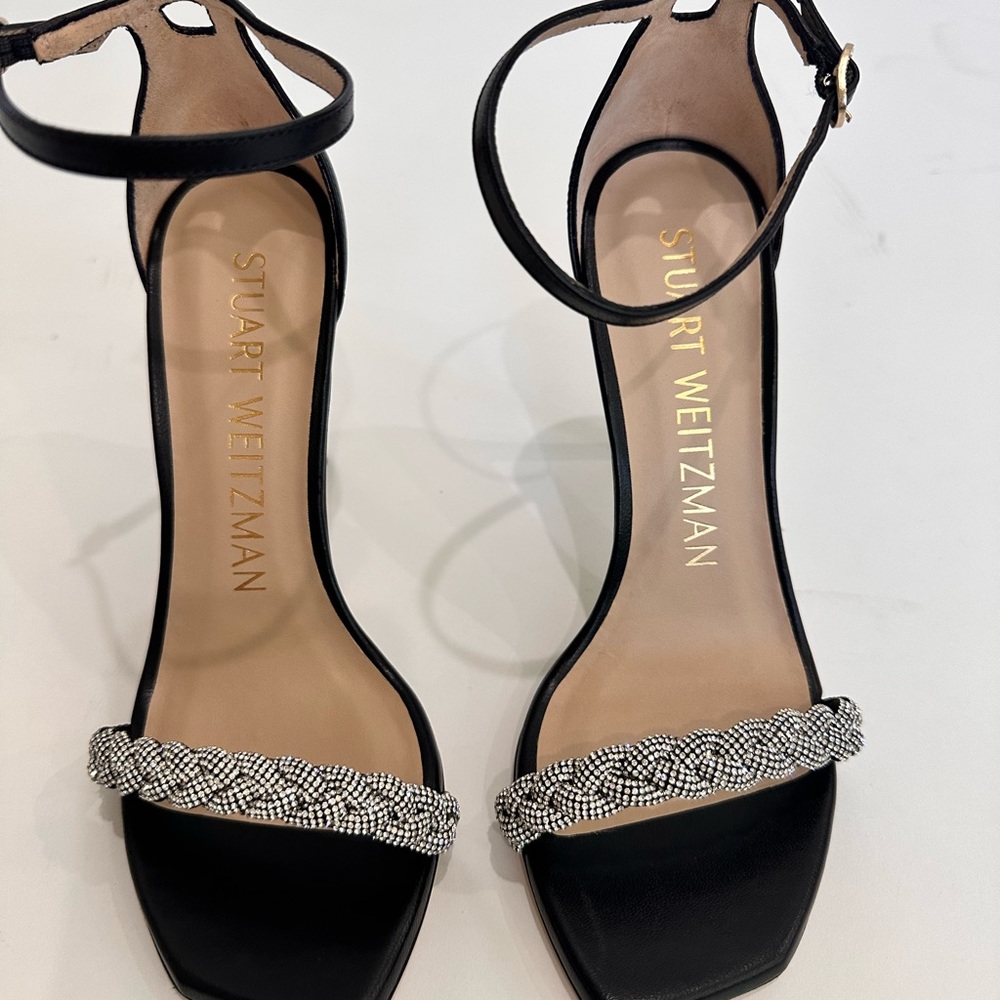 Stuart Weitzman Women's Nudistcurve 100 Barely There Heeled Sandals, size 7M
